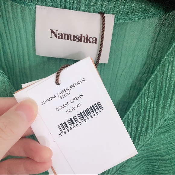 NWT Nanushka Pleated twist-front dress green - Picture 8 of 13
